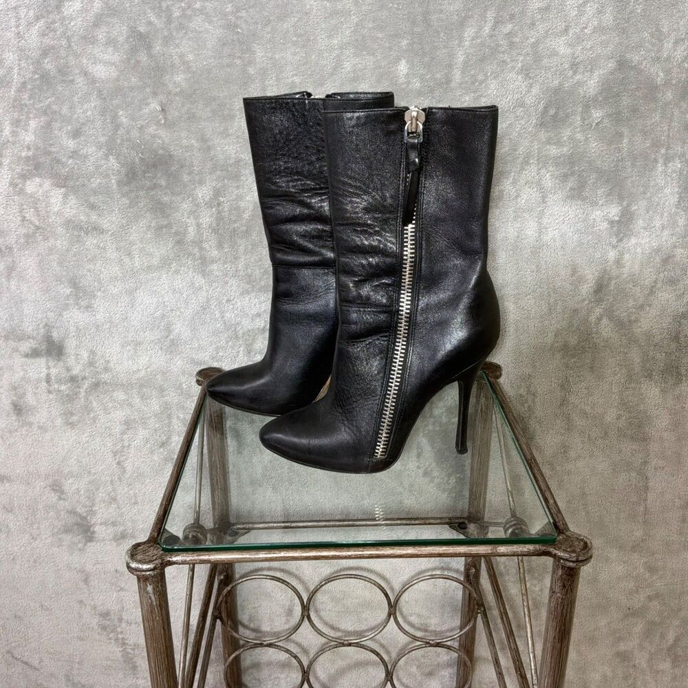 JEAN MICHEL CAZABAT leather heel booties women’s size 37.5 Eur US 7 Black